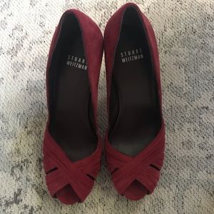 Stuart Weitzman Dressage burgundy suede peeptoe